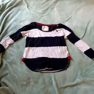 Blue/White stripped elbow length sleeves